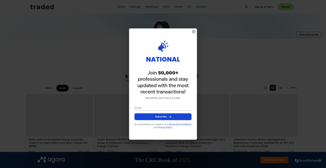 Security scan screenshot of https://traded.co/agent/marc-rowan/