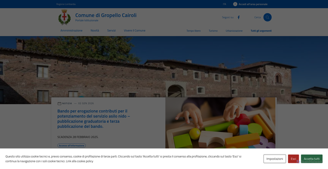 Security scan screenshot of https://comune.gropellocairoli.pv.it/
