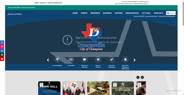 Security scan screenshot of https://www.duncanvilletx.gov/
