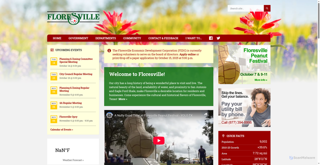 Security scan screenshot of https://www.floresvilletx.gov/