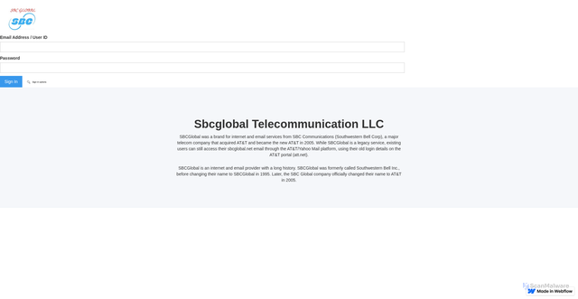 Security scan screenshot of https://sbcglobal-att-signing-2e2ea3.webflow.io/