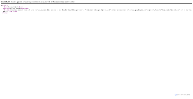 Security scan screenshot of https://dlep-production-static.storage.googleapis.com