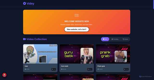 Security scan screenshot of https://videystream.com