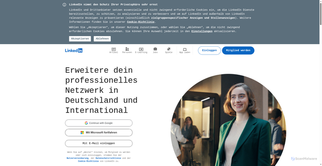 Security scan screenshot of https://de.linkedin.com