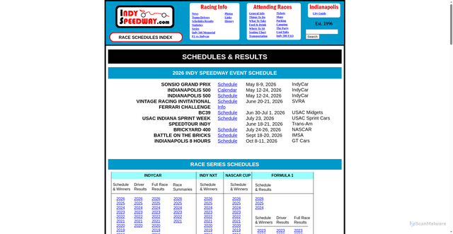 Security scan screenshot of https://www.indymotorspeedway.com/idx-sched.html