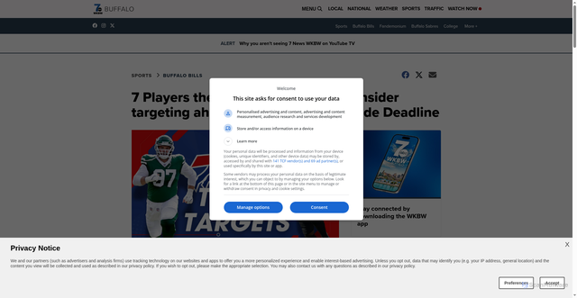 Security scan screenshot of https://www.wkbw.com/sports/buffalo-bills/7-players-the-buffalo-bills-should-consider-targeting-ahead-of-the-2025-nfl-trade-deadline