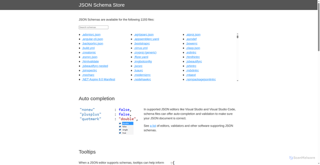 Security scan screenshot of https://schemastore.azurewebsites.net