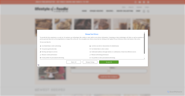 Security scan screenshot of https://lifestyleofafoodie.com