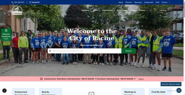 Security scan screenshot of https://cityofracinewi.gov/