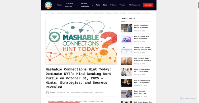 Security scan screenshot of https://englishleaflet.com/mashable-connections-hint-today/