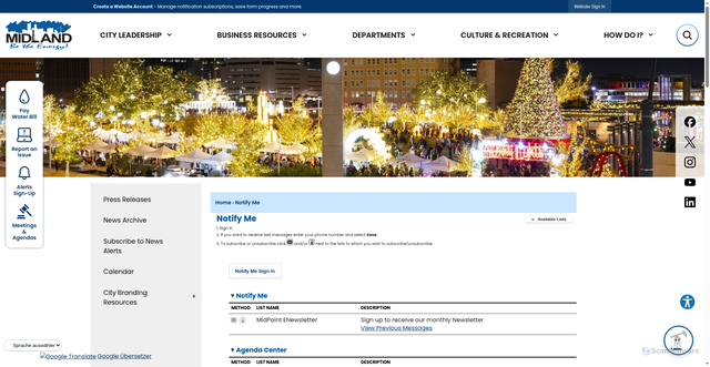 Security scan screenshot of https://www.midlandtexas.gov/list.aspx