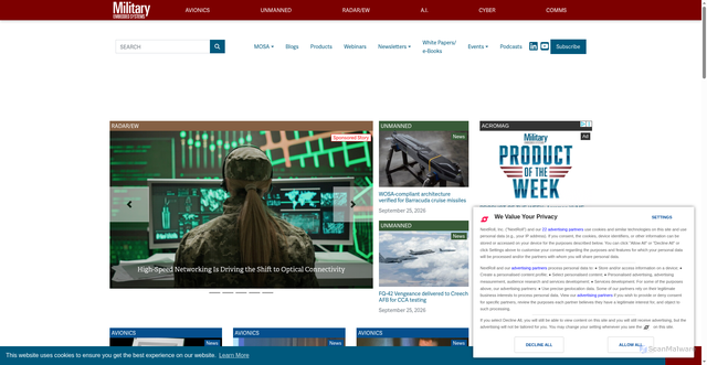 Security scan screenshot of https://militaryembedded.com