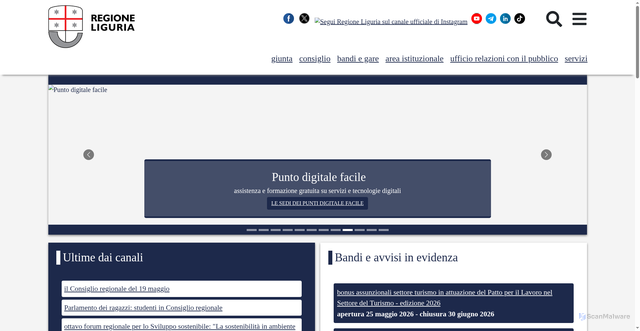 Security scan screenshot of https://www.regione.liguria.it