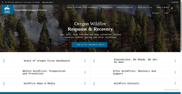 Security scan screenshot of https://wildfire.oregon.gov/