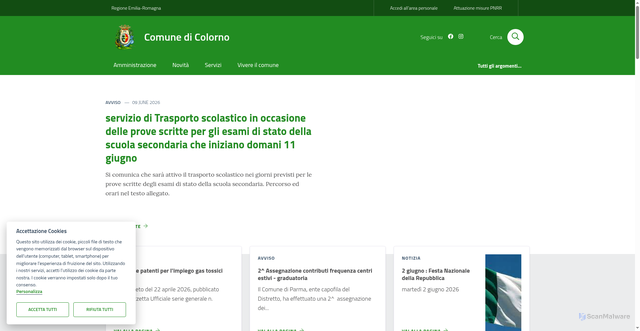 Security scan screenshot of https://www.comune.colorno.pr.it