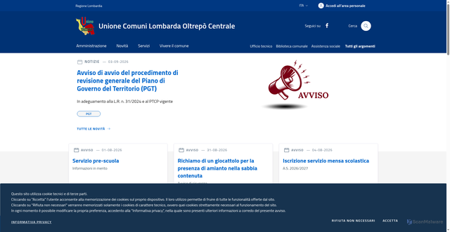 Security scan screenshot of https://www.unionecomunioltrepocentrale.pv.it