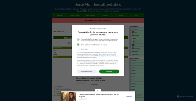 Security scan screenshot of https://www.soccervital.com/once-caldas-vs-atletico-nacional-soccer-prediction-jgg255j89.html