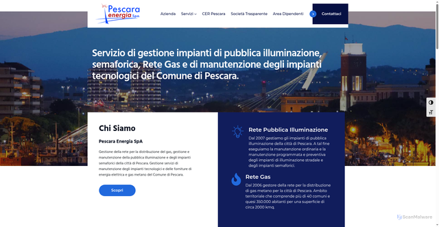 Security scan screenshot of https://www.pescaraenergiaspa.it/