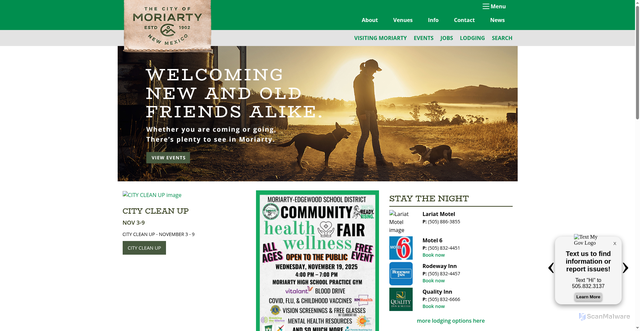 Security scan screenshot of https://www.cityofmoriarty.org/