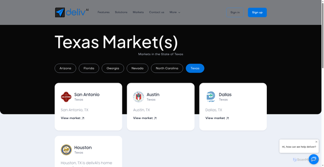 Security scan screenshot of https://www.delivai.com/states/texas