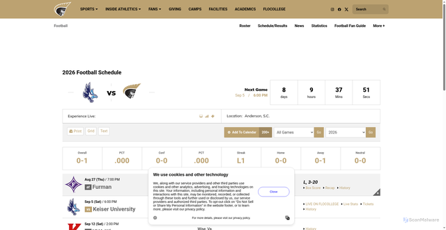 Security scan screenshot of https://autrojans.com/sports/football/schedule/2026