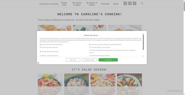 Security scan screenshot of https://www.carolinescooking.com