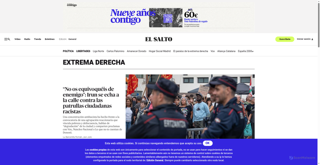 Security scan screenshot of https://www.elsaltodiario.com/extrema-derecha