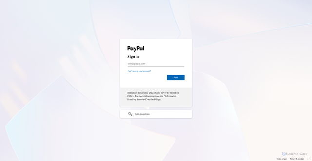 Security scan screenshot of https://paypal-my.sharepoint.com