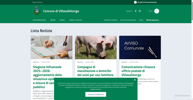 Security scan screenshot of https://comune.villavallelonga.aq.it/