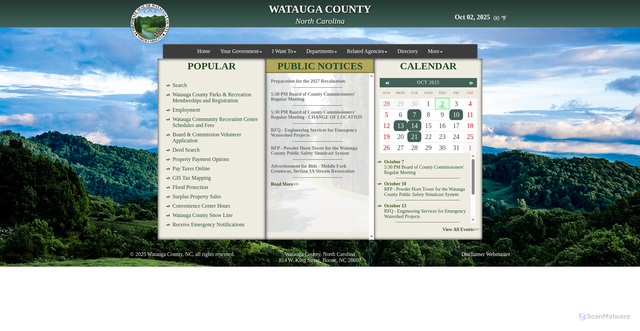 Security scan screenshot of http://wataugacounty.gov/