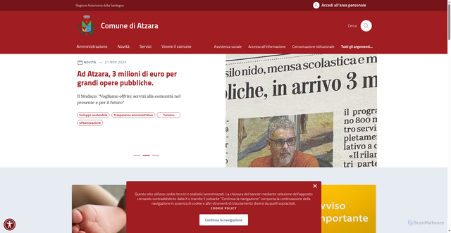 Security scan screenshot of https://comune.atzara.nu.it/