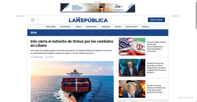Security scan screenshot of https://www.larepublica.net/tag/iran/