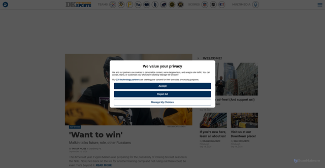 Security scan screenshot of https://www.dkpittsburghsports.com