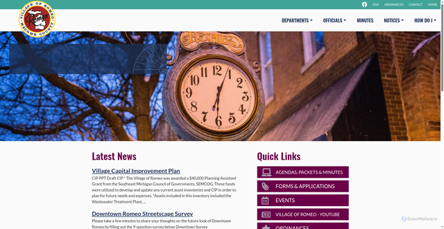 Security scan screenshot of https://www.villageofromeomi.gov/
