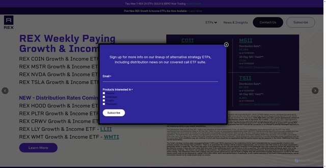 Security scan screenshot of https://www.rexshares.com