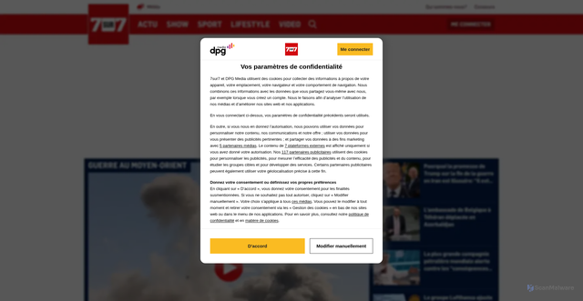 Security scan screenshot of https://www.7sur7.be