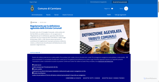 Security scan screenshot of https://www.comune.carmiano.le.it