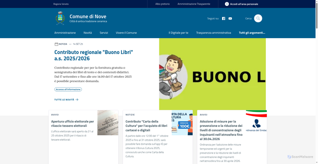 Security scan screenshot of https://www.comune.nove.vi.it/