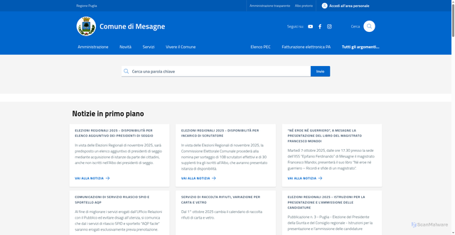 Security scan screenshot of https://www.comune.mesagne.br.it/