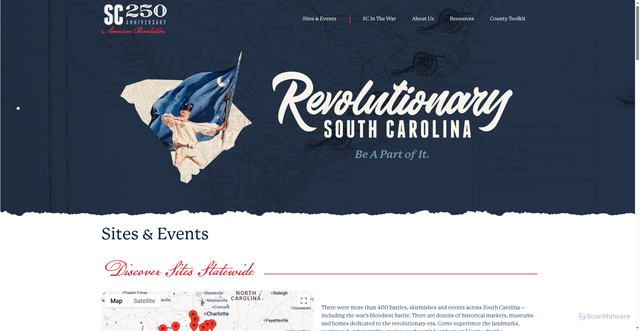 Security scan screenshot of https://southcarolina250.com/