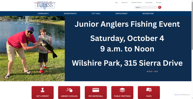 Security scan screenshot of https://www.eulesstx.gov/