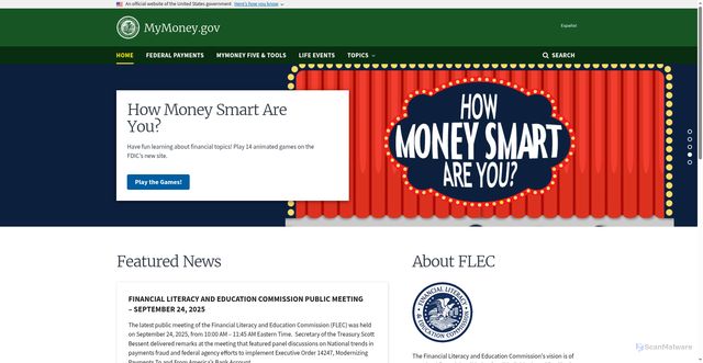 Security scan screenshot of https://www.mymoney.gov/