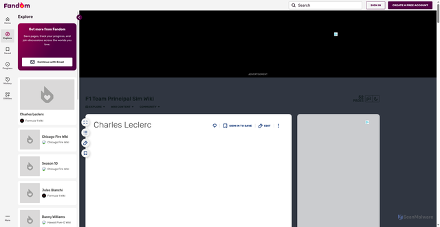 Security scan screenshot of https://f1-team-principal-sim.fandom.com/wiki/Charles_Leclerc