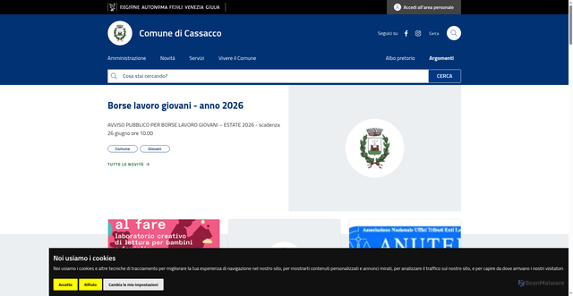Security scan screenshot of https://www.comune.cassacco.ud.it