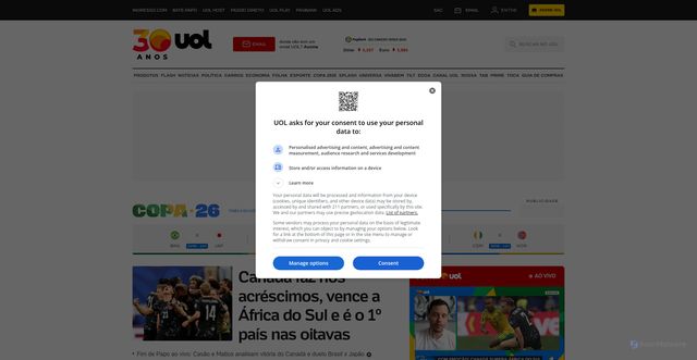 Security scan screenshot of https://comentarios.uol.com.br