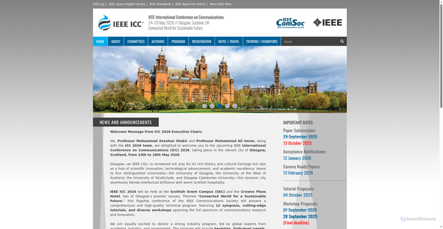 Security scan screenshot of https://icc2026.ieee-icc.org/