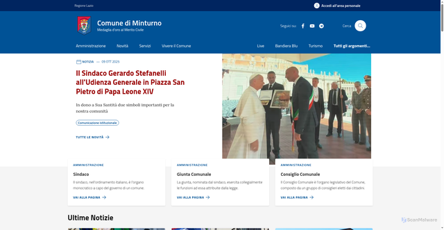 Security scan screenshot of https://comune.minturno.lt.it/