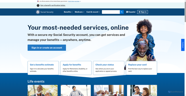 Security scan screenshot of https://www.ssa.gov/
