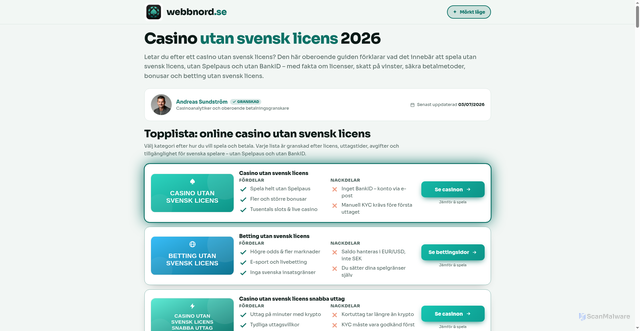Security scan screenshot of https://webbnord.se