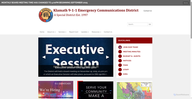 Security scan screenshot of https://www.klamath911.gov/